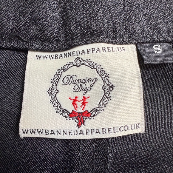 Banned Apparel 1960 Black High Waist Crepe Full Moon Sailor Wide Leg Pants Small - Picture 7 of 12